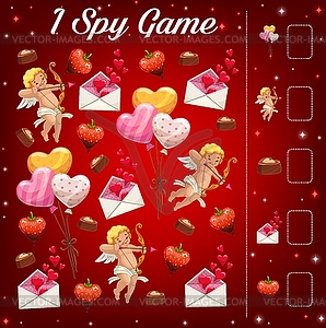 День Святого Валентина ребенка Я шпионю за игрой на подсчет - векторный клипарт / векторное изображение