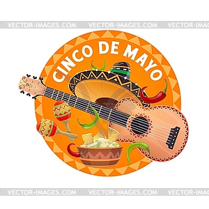 Cinco de Mayo sombrero and food, Mexican holiday - vector clipart