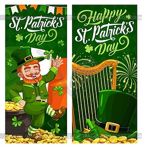 St. Patrick Day cartoon celtic banners - vector image