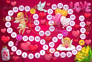 Saint Valentine day child board game template - vector clip art