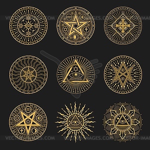 Occult, occultism, alchemy and astrology signs - vector clipart