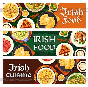 Irish cuisine food of Ireland banners set - vector clipart