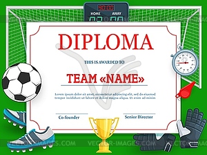 Certificate for soccer tournament participation - vector clip art