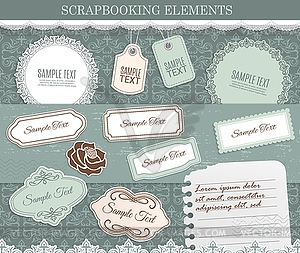 Scrapbooking elements, paper stickers set - vector image