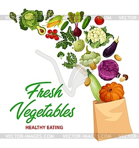 Fresh vegetables market, healthy eating banner - royalty-free vector clipart