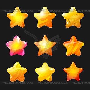 Cartoon stars rate or ui elements icons set - vector clip art