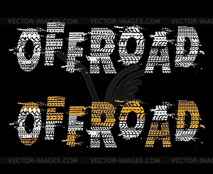 Car off road typography with tires trails - vector image