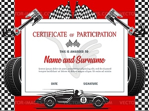 Race participation diploma, certificate template - royalty-free vector image