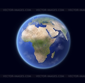 Realistic Earth globe, 3d planet of solar system - vector image