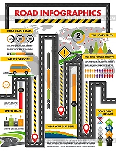 Road transport infographics info template - vector clipart