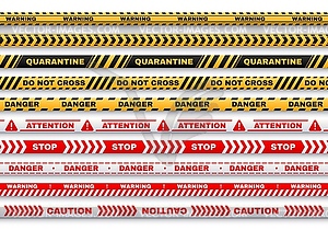 Security warning tapes with typography set - vector clipart