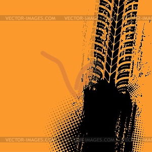 Offroad grunge tyre prints with black spot - vector clipart