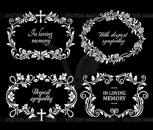 Funeral flowers wreath condolence death floral RIP - vector image