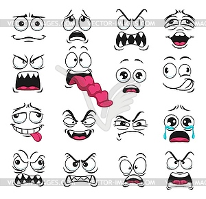 Cartoon face expression icons set - vector clipart