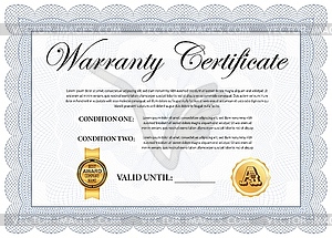 Company quality warranty certificate template - vector image