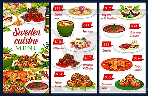 Шаблон меню шведских блюд, шведская кухня - векторный клипарт / векторное изображение