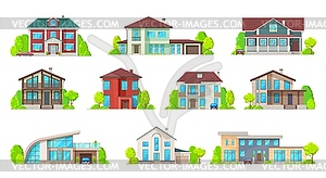 Houses and mansion real estate building icons - vector clip art