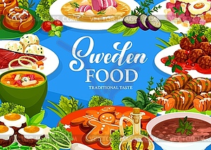 Sweden food poster with Swedish meals - vector EPS clipart