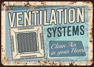 Ventilation systems metal plate rusty, home air - vector clip art