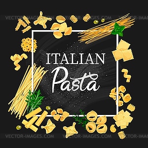 Italian pasta assortment frame or poster - vector image