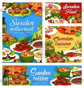 Sweden restaurant food Swedish cuisine - vector clip art