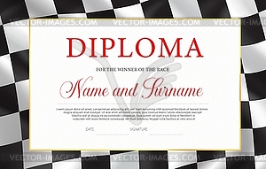 Race winner diploma, certificate template - vector image