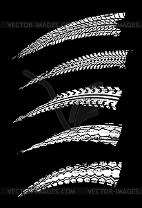 Отпечаток автомобильных шин, следы заноса колес мотоцикла - векторная иллюстрация