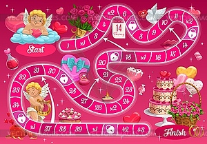 Kids step board game, Valentine boardgame - vector image