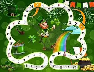 Kids board game template Patricks day theme - vector clip art