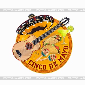 Cinco de Mayo round banner, Fiesta party - vector clipart / vector image