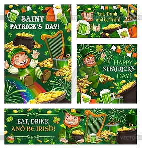 Pranks and tricks of leprechaun, St. Patricks day - vector clip art