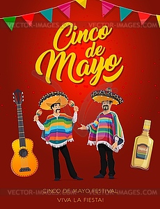 Cinco de Mayo mariachi, Mexican holiday fiesta - vector clip art