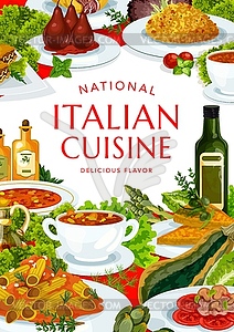 Italian cuisine poster, restaurant of Italy - vector image