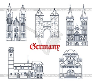 Germany landmark buildings, travel icons, Dortmund - vector clipart