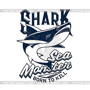 Tshirt print shark mascot for marine club - vector clipart