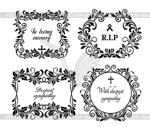 Funeral memory condolences, obituary death grief - royalty-free vector clipart