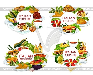 Italian cuisine Italy meals round frame set - vector image