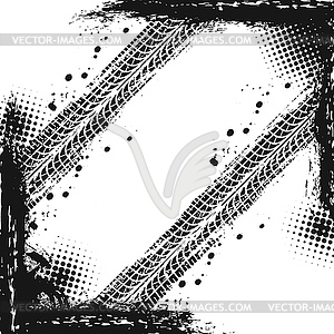 Внедорожные гранж-отпечатки шин, фон - векторизованное изображение клипарта
