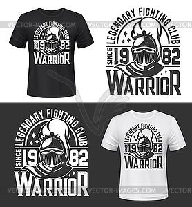 Tshirt print with knight head mascot design - vector clipart