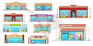 Store and shop buildings icons set - vector image