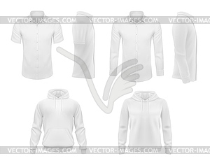 Men clothes shirts and hoody set - vector clipart