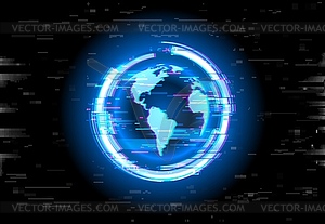 Earth globe with glitch effect, planet - vector clipart