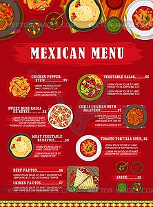 mexican entrees menu