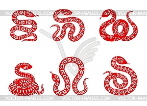 Chinese zodiac snake animal icons set - vector clipart