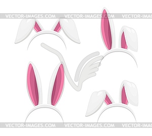 Повязки на голову с пасхальным кроликом или кроличьими ушками - векторная иллюстрация