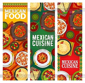 Mexican cuisine banners, food of Mexico - stock vector clipart