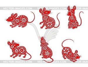 Chinese zodiac animal mouse or rat icons - vector clipart