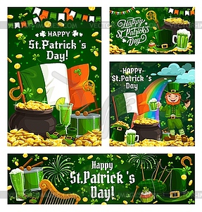 Leprechaun, St Particks Day shamrock and gold - vector EPS clipart