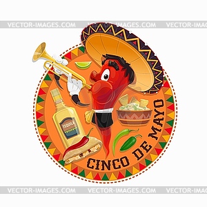 Cinco de mayo fiesta holiday, Mexican may party - vector clip art