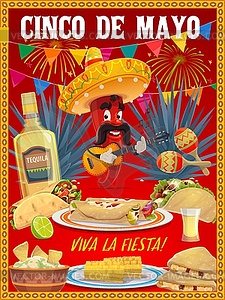 Cinco de Mayo Mariachi chili pepper poster - vector clipart